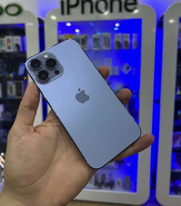 en ucuz iphone 12 pro max: IPhone 13 Pro Max, 256 GB, Sierra Blue, Barmaq izi, Face ID