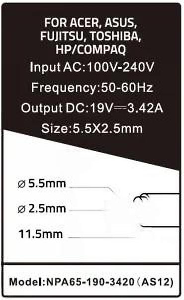 Adapteri i punjači za laptop: Gembird punjač za laptop – AC adapter - Model: NPA65-190-3420 (AS12) — 11
