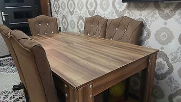 ucuz yataq: Qonaq otağı üçün, İşlənmiş, Açılan, Kvadrat masa, 6 stul — 3
