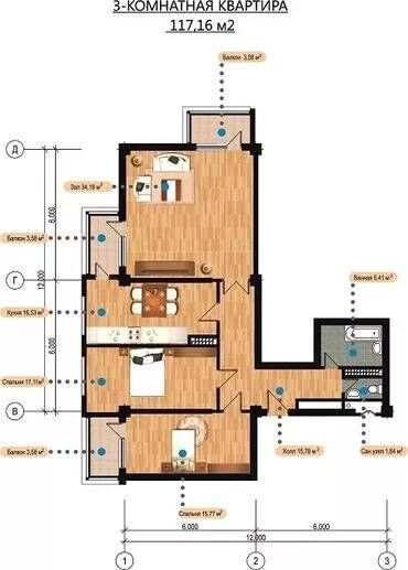 Продажа квартир: 3 комнаты, 117 м², Элитка, 11 этаж, Евроремонт
