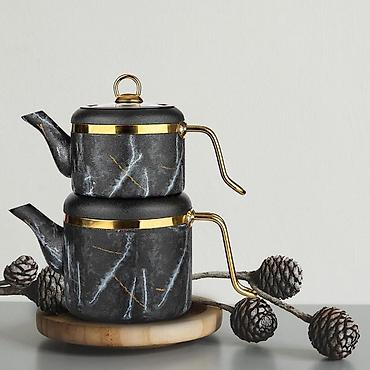 mis caydan: №: 2852 Məhsulun adı: Çaydan dəsti Ozlife Qranit Qara 2250/1500 ml — 2
