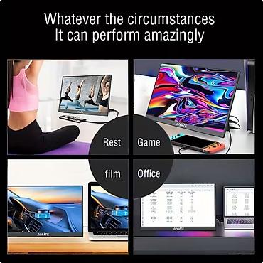 monitor stand: ANMITE 15.6" portativ monitor - Ekran: 15.6 düym, IPS panel - Həll — 9