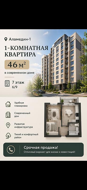 46: 1 комната, 46 м², 7 этаж, ПСО (под самоотделку) — 2