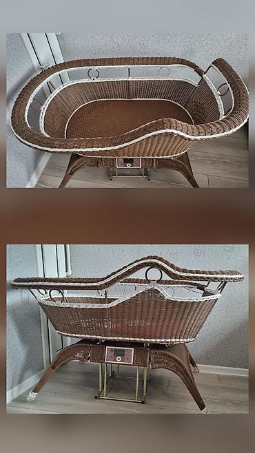 manej beşik: Yellənən uşaq beşiyi - Material: toxuma (rattan üslubunda), möhkəm — 1