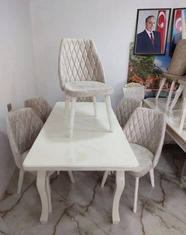 стол нержавейка: Для гостиной, Новый, Раскладной, Квадратный стол, 6 стульев, Азербайджан