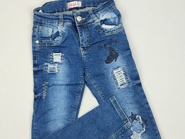 Jeansowe: Spodnie jeansowe, 4-5 lat, 110, stan - Bardzo dobry