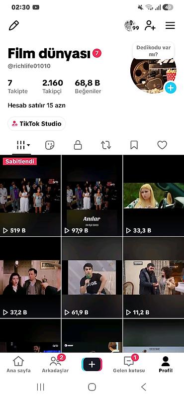 pul sekli: TikTok hesabı – “Film dünyası” - Mövzu: film və seriallardan maraqlı — 1