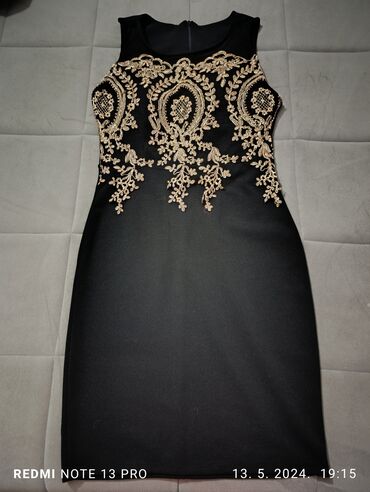 haljina pliš: S (EU 36), color - Black, Evening, Without sleeves