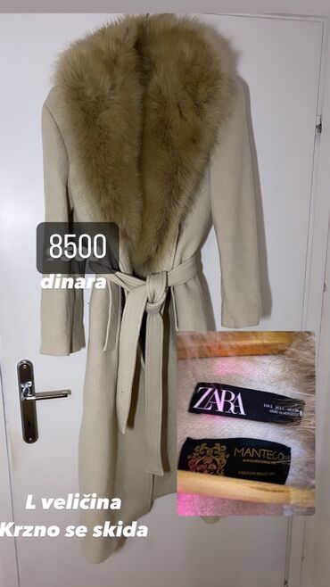 kaput na rukavprirodno krzno: Zara, L (EU 40), Jednobojni
