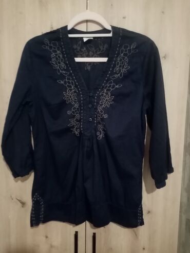 crna košulja ženska: H&M, M (EU 38), Cotton, Embroidery