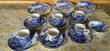 чайный набор: Çay dəsti, rəng - Göy, Weimar, 6 nəfərlik, Almaniya