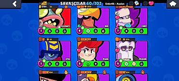 brawl stars 2: Brawl Stars hesabı – 60/102 döyüşçü - Kolleksiya: 60 döyüşçü açıq — 7