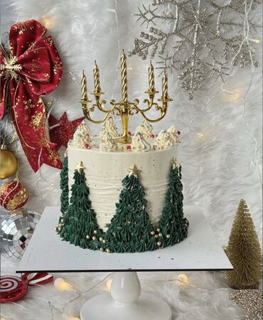 Tortlar: Yeni il mövzusunda bəzədilmiş tortlar - Şən Yeni il dizaynları: qar — 17