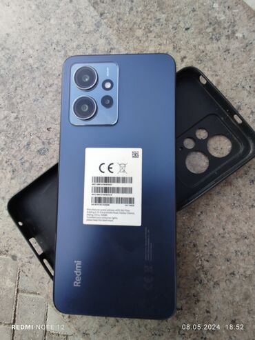 телефоны сотовые: Xiaomi, Redmi Note 12, Б/у, 128 ГБ, цвет - Черный, 2 SIM