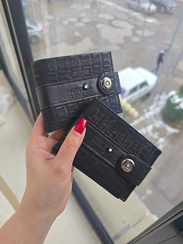 pul qabları: Personalizə olunan dəri pulqabı - Material: teksturalı qara dəri — 1