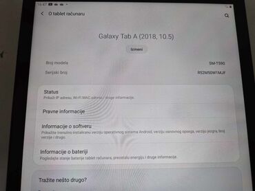 Tableti: Samsung Galaxy Tab A Wi-Fi (2018) SM-T590NZKASEE, 10,5 1920x1200 na lalafo.rs — 9 Tableti: Samsung Galaxy Tab A Wi-Fi (2018) SM-T590NZKASEE, 10,5 1920x1200 — 9