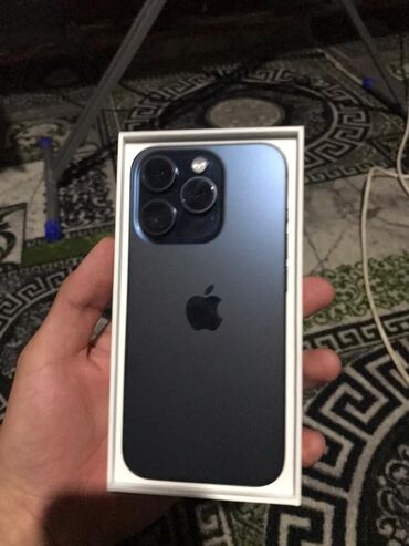 симка: IPhone 15 Pro, Б/у, 128 ГБ, Pacific Blue, Зарядное устройство, Защитное стекло, Чехол