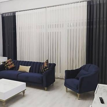 tula: Tül pərdə dəstləri – qatlı və rəngli kombinasiya - Model: İkiqat tül — 7