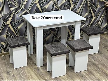стулья для бара: Mətbəx masa və taburet dəsti - Dəst: 1 ədəd ağ rəngli düzbucaqlı masa — 1