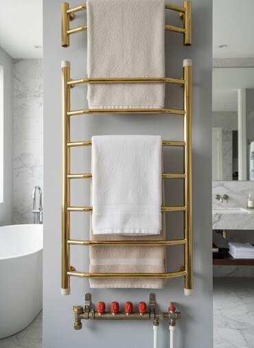 ванна купить: Qızılı rəngli divar tipli dəsmalqurutma/radiator - Material: metal