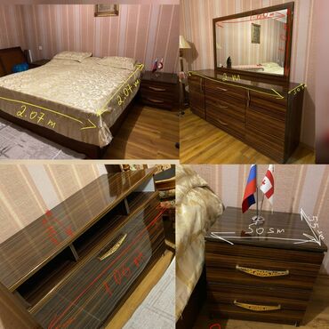 мебель для спальни: Двуспальная кровать, Комод, 2 тумбы