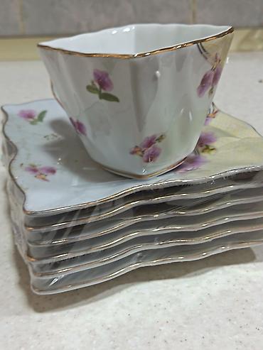 Çay dəsti, rəng - Ağ, Farfor
