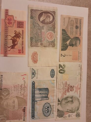 Əskinaslar: 1,2,3,4,5 manat arasi deyisir Kolleksiya üçün müxtəlif ölkələrə aid — 9