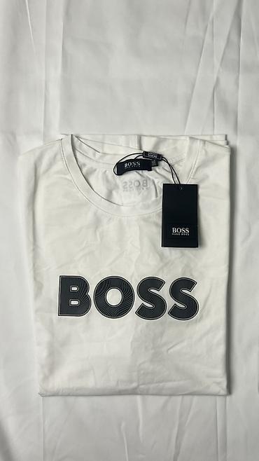 Эркектер кийими: Футболка BOSS - Классическая белая футболка с круглым вырезом. - — 1