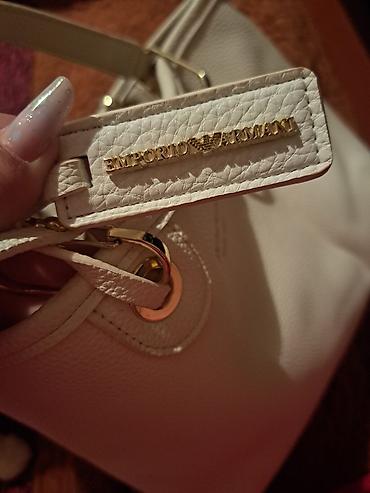 Çantalar: Emporio Armani əl çantası ORJINAL - Rəng: açıq krem/ivori - Material — 2