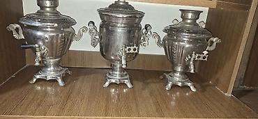 Samovarlar: Klassik metal samovarlar dəsti - Şəkildə 3 ədəd ənənəvi metal samovar — 1