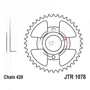 slic pin: Zadnji lančanik za motocikl – JTR 1078 (za lanac 420) - Tip: zadnji — 3