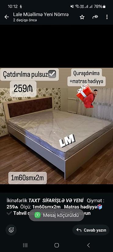 Sifarişlə mebel: İkinəfərlik, Bazasız, Pulsuz matras, Siyirməsiz — 1