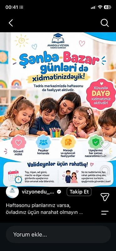 осд киндер баку: Şənbə-Bazar günləri uşaq qayğısı və inkişaf mərkəzi - Həftəsonu da — 1