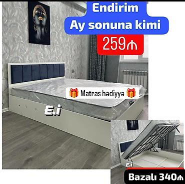 çarpayı işlənmiş: Məhsul: Yumşaq başlıqlı, altı bazalı yataq dəsti - Rəng: Ağ korpus — 1