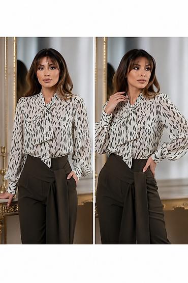 cap isləri: Qadın şifon bluz kolleksiyası - Model: Qollu, boğazda bağlama (qəşəng — 5