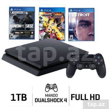 PS4 (Sony Playstation 4): Playstation 4 slim Ideal vəziyyətdə Yaddaw -1 tirobayt (1000 gb)