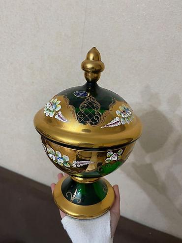 Digər dəstlər və servizlər: Bədii şüşə dekor dəsti - Material: qalın şüşə - Üstlük: parlaq qızılı — 8