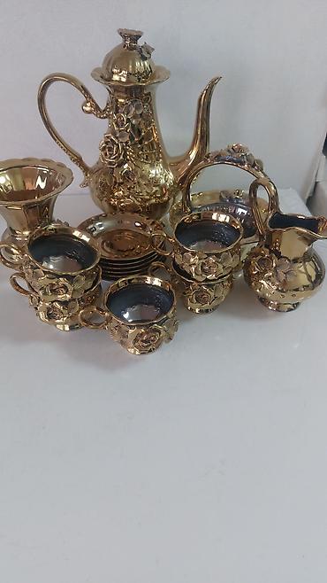 Çay dəsti, rəng - Qızılı, Keramika