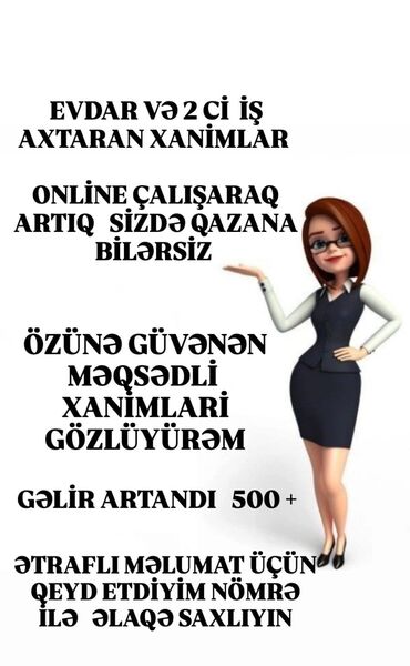 mingəçevir iş: Marketoloq tələb olunur, Onlayn iş, 30-45 yaş, Təcrübəsiz