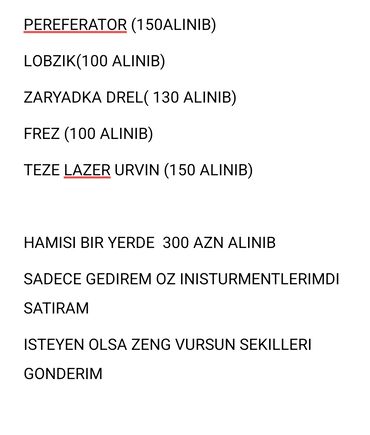 ручной гибочный инструмент: Tikinti və təmir üçün alət dəsti Dəst tərkibi: - Perforator (alınma