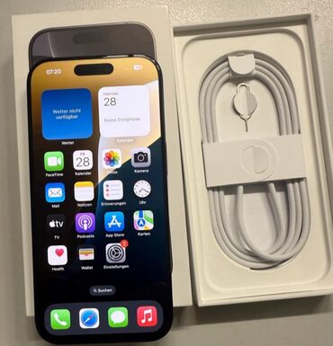 Apple iPhone: IPhone 16 Pro, 128 GB, Black Titanium, Zəmanət, Simsiz şarj, Face ID