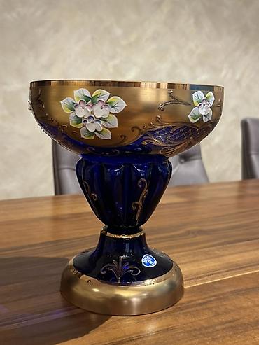 Ev və bağ: Böyük dekorativ qədəh-kasel - Material: qalın, kobalt-mavi şüşə - — 2