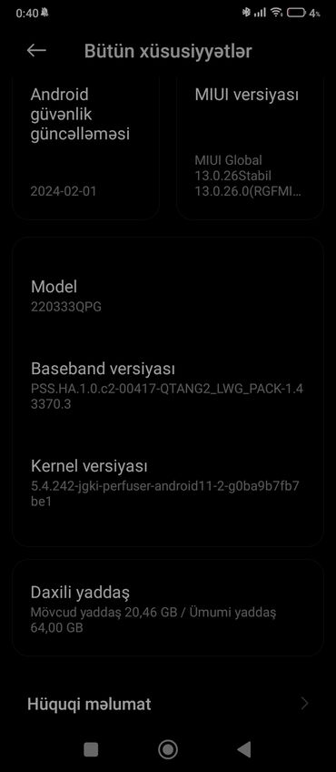 İnformatika: Poco C40, 64 GB, rəng - Yaşıl, Barmaq izi