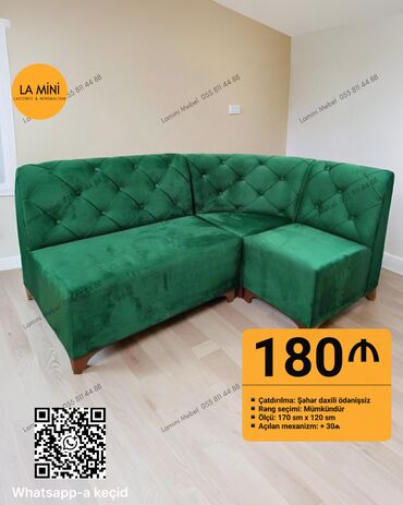 Divanlar: Künc divan, Mətbəx üçün, Parça, Bazasız, Açılmayan