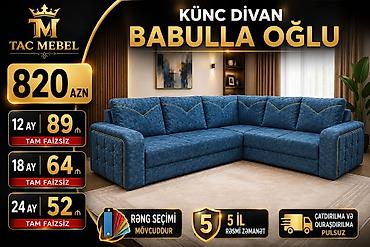 kunc divanlar 2019: Tac Mebel künc divanları – şəxsi modellər - Elegant dizaynlı L — 3