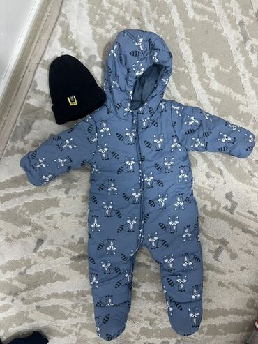 вязаный костюмчик для новорожденного: Комплект, цвет - Синий