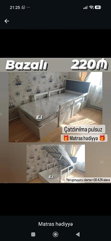 Bazalı tək nəfərlik çarpayı – 220 AZN. - Altı bazalı, geniş saxlama