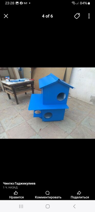 Yuvalar: Rəngli taxta heyvan evi/budaq evciyi - Material: taxta konstruksiya — 18