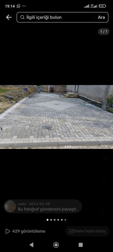 Döşəmə işləri: Xidmət: Tamet (beton bardyor daşları) her nom yuksey seviyede dowmesi — 2