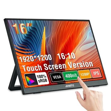 komputer klaviatura: Anmite 16” Sensorlu Portativ Monitor – Full HD, Touch Screen Notebook